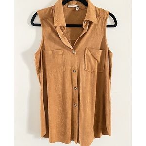 Chelsea & Violet Suede Sleeveless Vest Blouse